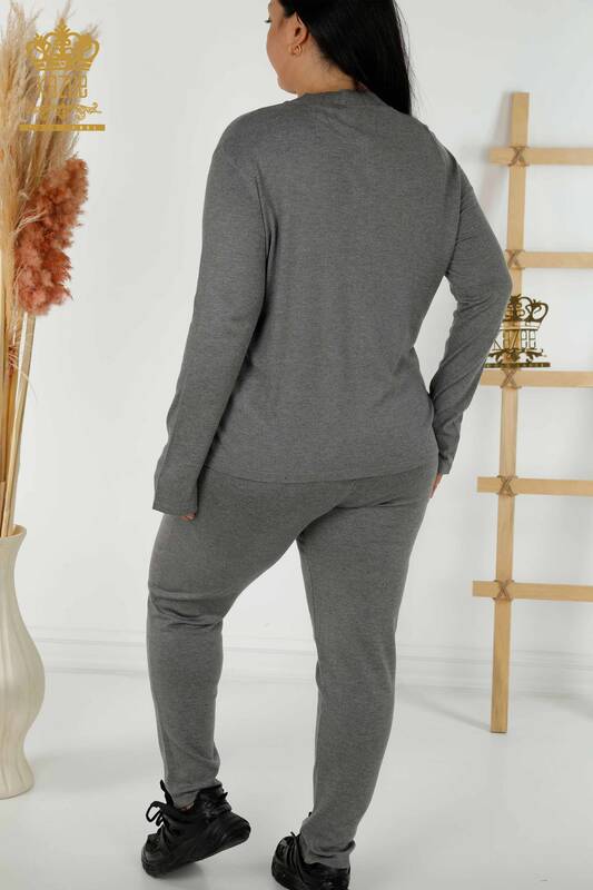 Женский спортивный костюм оптом - Цветочный узор - Серый - 16661 | КАZEE