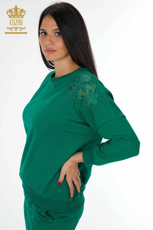 женский спортивный костюм оптом цветочный узор зеленый - 17464 | КАZEE