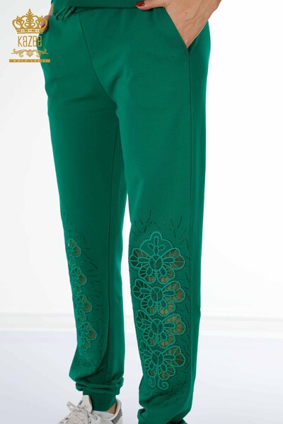 женский спортивный костюм оптом цветочный узор зеленый - 17464 | КАZEE - Thumbnail
