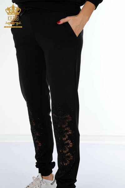 женский спортивный костюм оптом цветочный узор черный - 17464 | КАZEE - Thumbnail