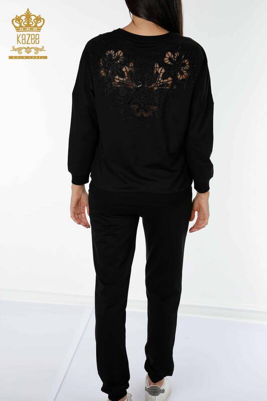 женский спортивный костюм оптом цветочный узор черный - 17464 | КАZEE