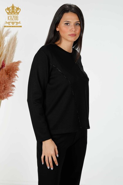 Женский спортивный костюм, оптовый карман, подробный черный - 17428 | КАZEE - Thumbnail