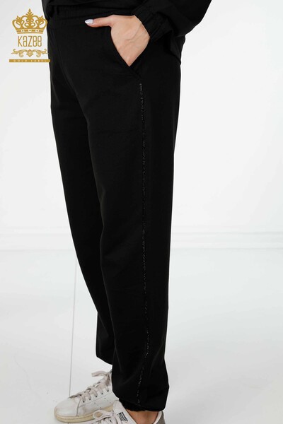 женский спортивный костюм оптом буквенная деталь черный - 17444 | КАZEE - Thumbnail