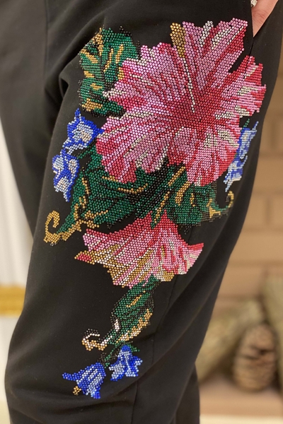 женский спортивный костюм с капюшоном с цветочным узором оптом - 17169 | Каzee - Thumbnail