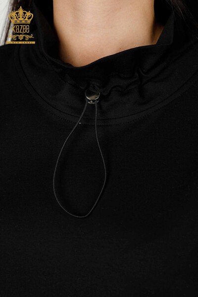 женский спортивный костюм оптом вышитый камнем черный - 17449 | КАZEE - Thumbnail