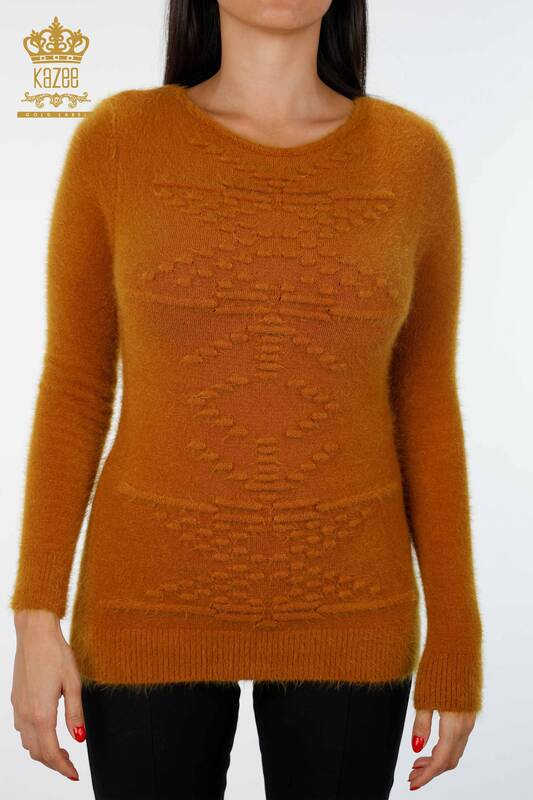 Женский свитер ангора оптом круглый вырез с вышивкой - 18473 | КАZЕЕ