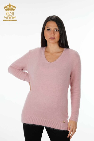 Женский свитер ангора оптом с V-образным вырезом базовый - 18921 | КАZЕЕ - Thumbnail
