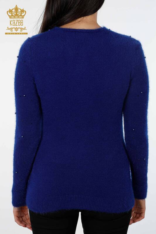 Женский свитер ангора оптом с v - образным вырезом с камнями жемчужина - 18685 | КАZЕЕ