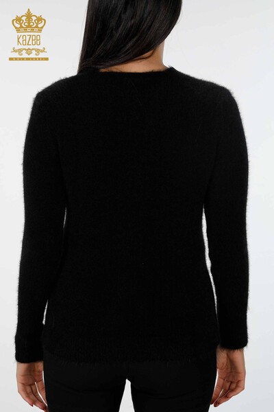 Женский свитер ангора оптом с V - образным вырезом с вышивками - 18517 | КАZЕЕ - Thumbnail