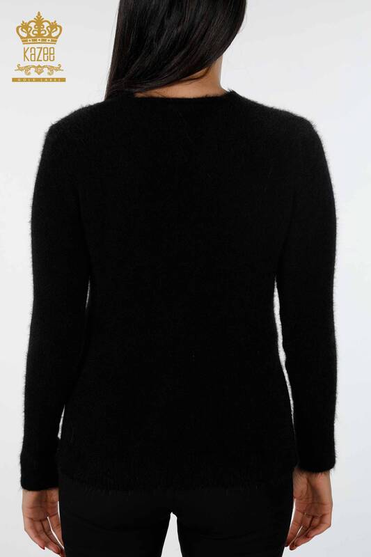 Женский свитер ангора оптом с V - образным вырезом с вышивками - 18517 | КАZЕЕ
