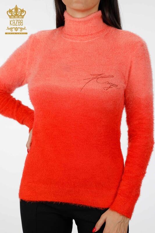 Женский свитер ангора оптом водолазка градиент с логотипом фирмы - 18586 | КАZЕЕ