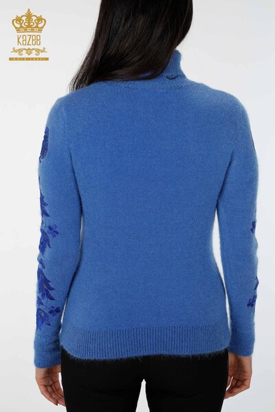 Женский свитер ангора оптом водолазка на рукаве вышивка цветы с тюлью - 18781 | КАZЕЕ - Thumbnail