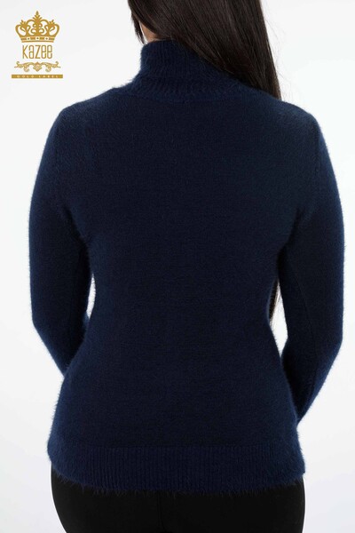 Женский свитер ангора оптом водолазка с вышивкой в виде ромбик - 18720 | КАZЕЕ - Thumbnail