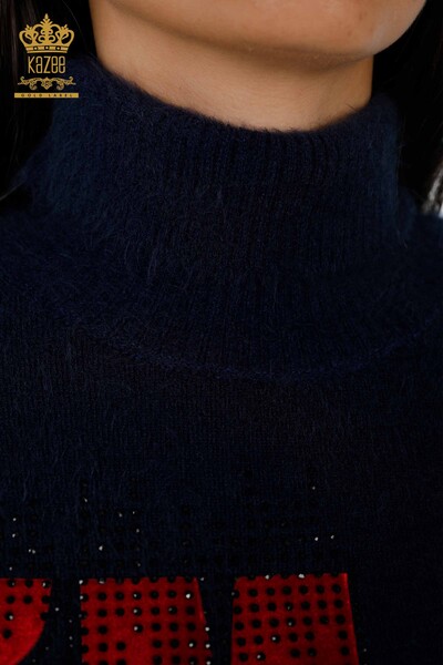 Женский свитер ангора оптом водолазка спереди надписью - 18730 | КАZЕЕ - Thumbnail