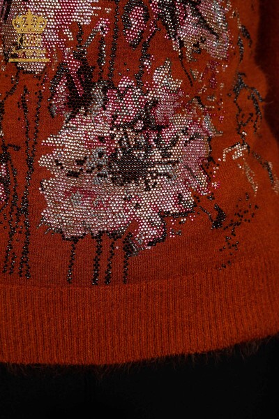Женский свитер ангора оптом водолазка цветы с камнями узорами - 18906 | КАZЕЕ - Thumbnail