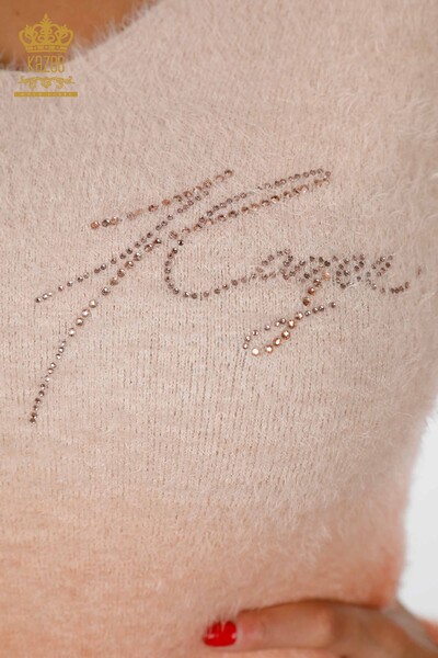 Женский свитер ангора оптомс v-образным вырезом градиент с логотипом фирмы - 18496 | КАZЕЕ - Thumbnail (2)