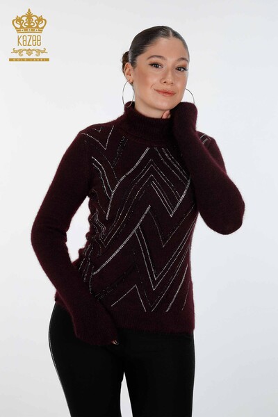 Женский свитер ангора водолазка линии с камнями - 18908 | КАZЕЕ - Thumbnail