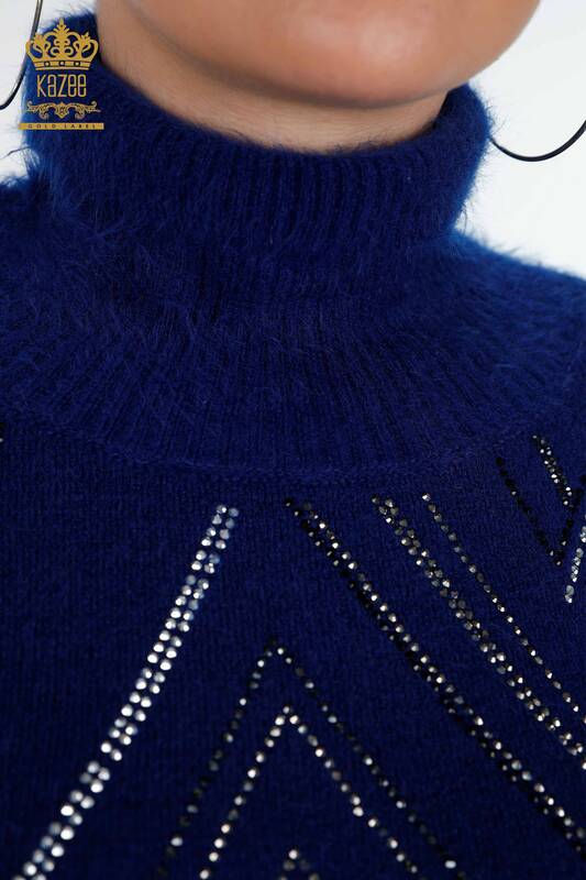 Женский свитер ангора водолазка линии с камнями - 18908 | КАZЕЕ