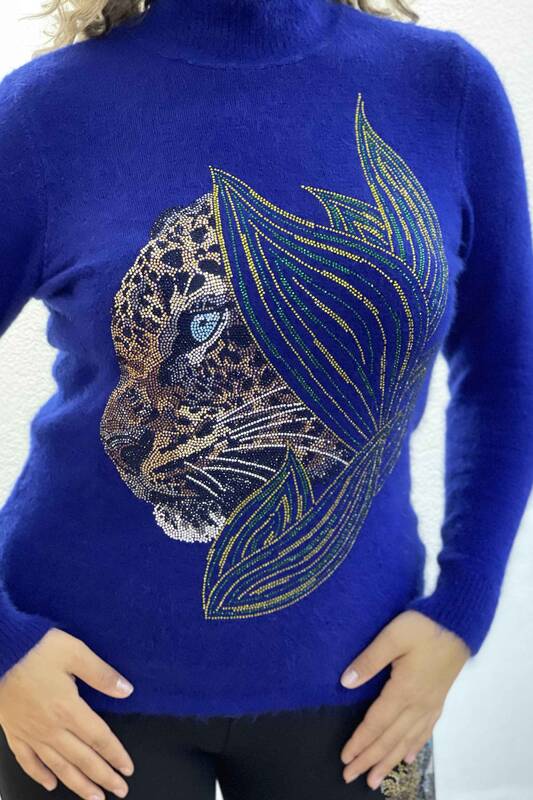 Женский свитер оптом с леопардовой вышивкой из ангоры - 18907 | КАZЕЕ