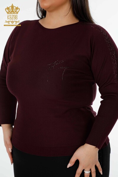 Женский свитер трикотаж оптом летучая мышь с камнями логотопим фирмы - МАРСАЛА - 15550 | КАZEE - Thumbnail