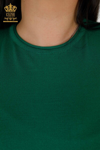 Женский трикотажный свитер оптом - Базовый - Американская модель - Зеленый - 16271| КАZEE - Thumbnail