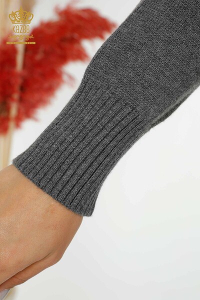 Женский трикотажный свитер оптом антрацитовый с завязками по бокам - 30000 | КАZEE - Thumbnail