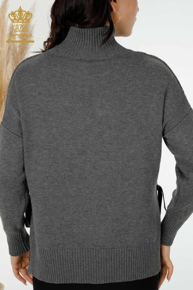 Женский трикотажный свитер оптом антрацитовый с завязками по бокам - 30000 | КАZEE - 7