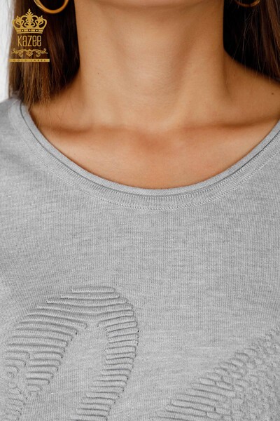 Женский трикотаж оптом круглый вырез вышивка лебедь с люрексом - 15847 | КАZЕЕ - Thumbnail