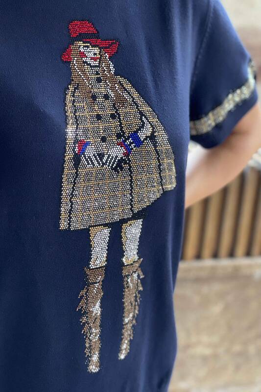 оптовая продажа женский трикотаж свитер с воротником-стойкой с коротким рукавом с вышивкой - 16536 | КАZЕЕ