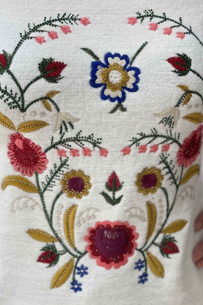оптом женский трикотаж свитер стоячий воротник цветочный ангора - 18868 | КАZЕЕ - Thumbnail