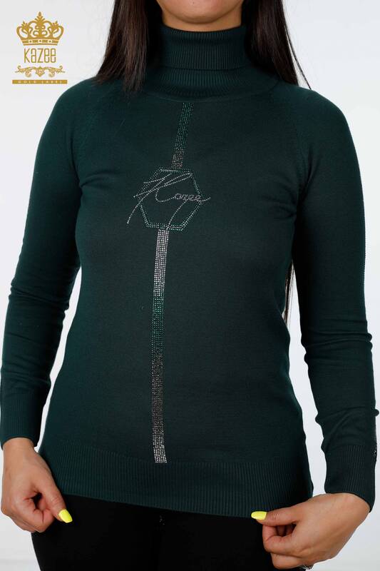 Женский трикотаж оптом водолазка полоска с логотипом фирмы из камней - 16633 | КАZЕЕ