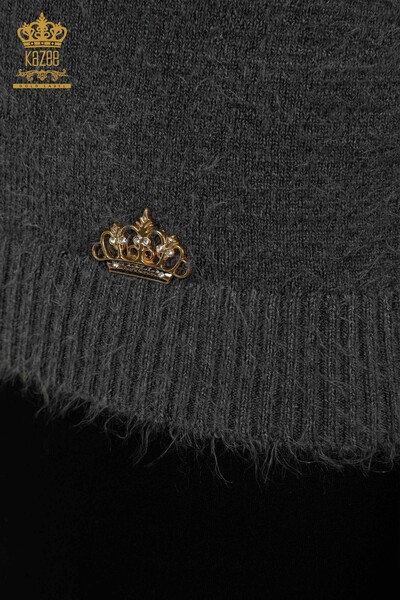 Женский вязаный свитер с логотипом Ангора Антрацит оптом - 18432 | Кazee - Thumbnail