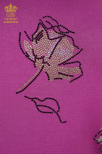 Женский трикотаж свитер оптом американка круглый вырез с камнями ввыде цветов - 16908 | КАZЕЕ - Thumbnail