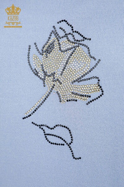 Женский трикотаж свитер оптом американка круглый вырез с камнями ввыде цветов - 16908 | КАZЕЕ - Thumbnail