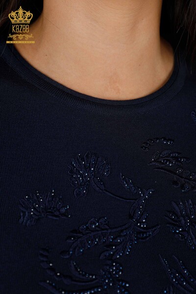 Женский трикотаж свитер оптом американка круглый вырез вышивка цветы - 16849 | КАZЕЕ - Thumbnail
