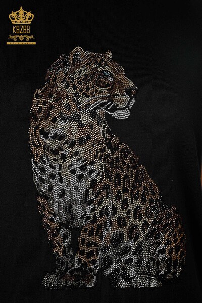 Женский трикотаж свитер оптом американка стойка воротник леопард из камней - 16856 | КАZЕЕ - Thumbnail