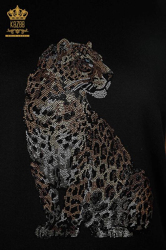 Женский трикотаж свитер оптом американка стойка воротник леопард из камней - 16856 | КАZЕЕ
