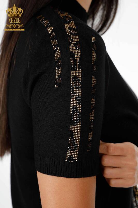 Женский трикотаж свитер оптом американка стойка воротник леопард из камней - 16856 | КАZЕЕ