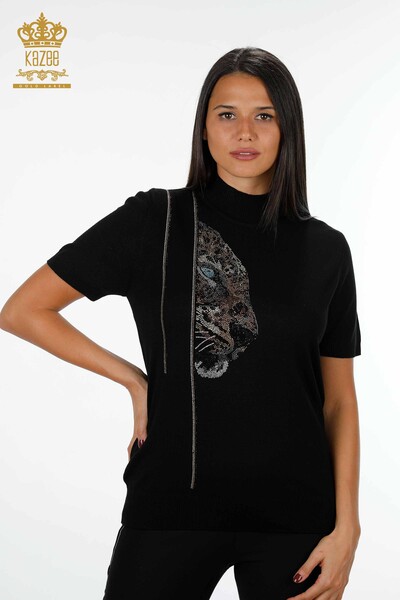  Женский трикотаж свитер оптом американка стойка воротник леопард с камнями - 16945 | КАZЕЕ - Thumbnail