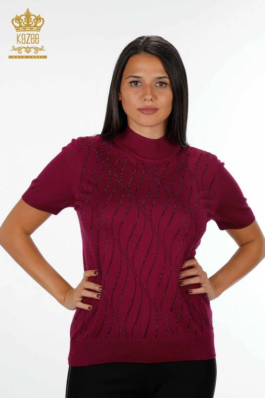 Женский трикотаж свитер оптом американка стойка воротник с камнями - 16718 | КАZЕЕ