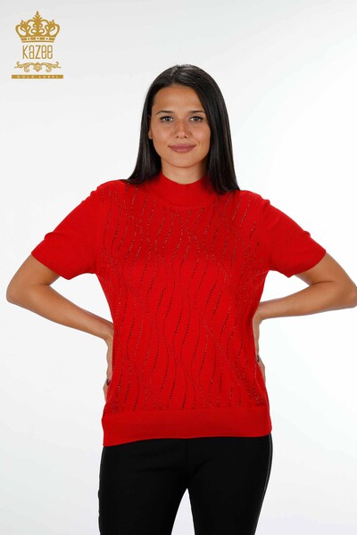 Женский трикотаж свитер оптом американка стойка воротник с камнями - 16718 | КАZЕЕ - Thumbnail