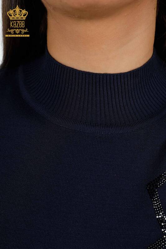 Женский трикотаж свитер оптом американка стойка воротник с камнями геометрия - 16695 | КАZЕЕ
