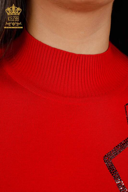 Женский трикотаж свитер оптом американка стойка воротник с камнями геометрия - 16695 | КАZЕЕ