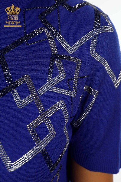 Женский трикотаж свитер оптом американка стойка воротник с камнями геометрия - 16695 | КАZЕЕ - Thumbnail