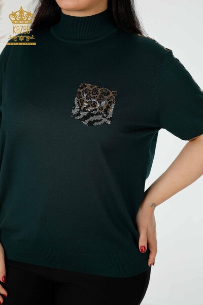 Женский трикотаж свитер оптом американка стойка воротник с камнями следы леопарда - 16924 | КАZЕЕ - Thumbnail