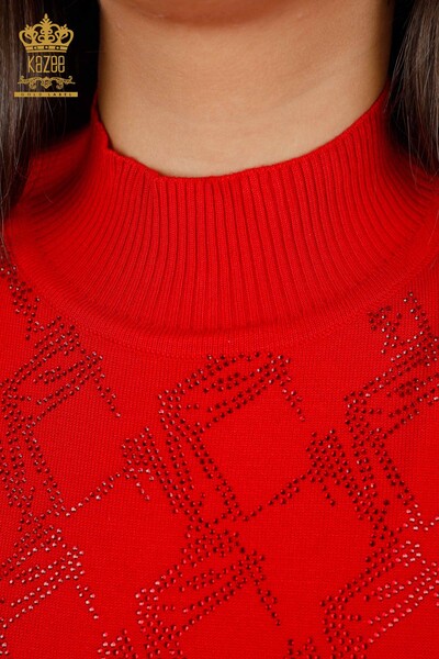 Женский трикотаж свитер оптом американка стойка воротник с стразами - 16710 | КАZЕЕ - Thumbnail