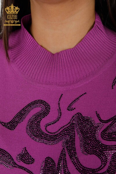 Женский трикотаж свитер оптом американка стойка воротник с стразами - 16973 | КАZЕЕ - Thumbnail