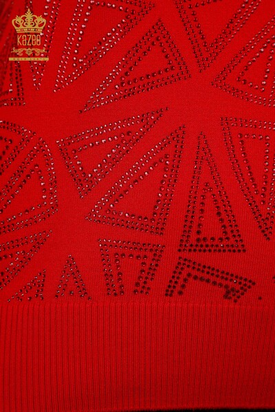 Женский трикотаж свитер оптом американка стойка воротник треугольник с камнями - 16931 | КАZЕЕ - Thumbnail
