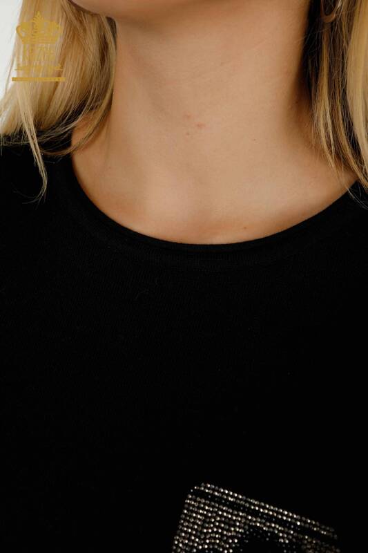 Женский трикотажный свитер оптом, американская модель черного цвета - 30534 | КАZEE