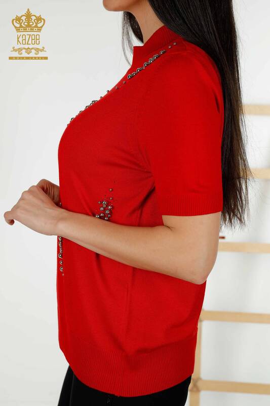 Женский трикотажный свитер оптом - американская модель - красный - 16929 | КАZEE
